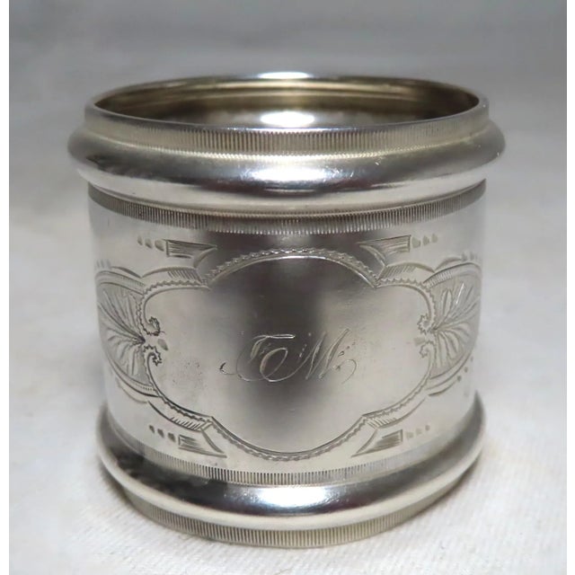 Mid 19th Century Large - Oversize Antique American Solid Coin Silver Napkin Ring by Wood & Hughes For Sale - Image 5 of 13