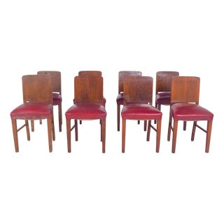 Art Deco Portuguese Dining Chairs, 1940s, Set of 8 For Sale