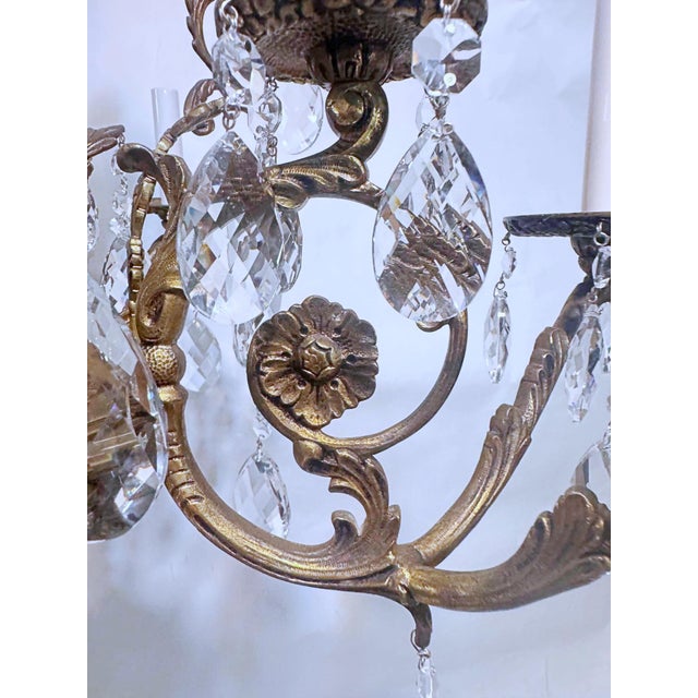 1920s Vintage Spanish Chandelier With Crystal Prisms For Sale - Image 9 of 15