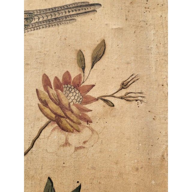 Bird Wallpaper Panel, Turin or China, 18th-19th Century For Sale - Image 3 of 14