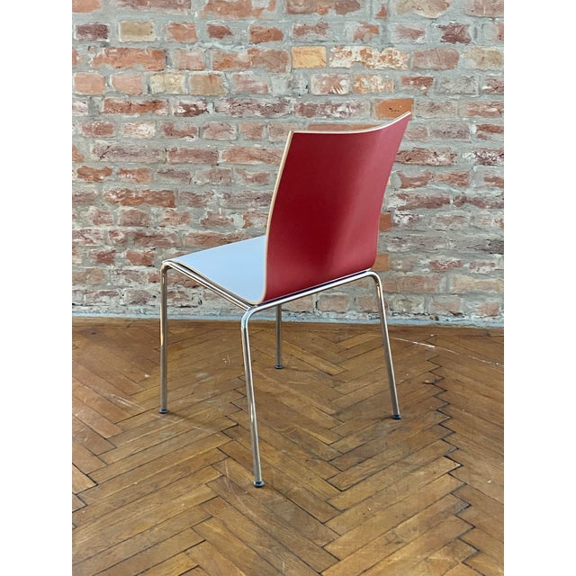 Vintage Red Back Stacking Chairs by Eric Magnussen for Engelbrechts, 1990s, Set of 7 For Sale - Image 10 of 17