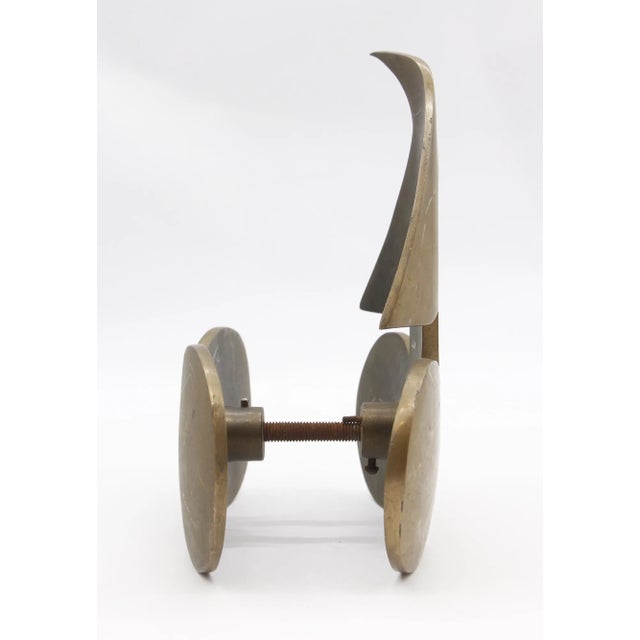 Modern Mid 20th Century Imported Heavy Cast Bronze Double Sided Door Pull For Sale - Image 3 of 7
