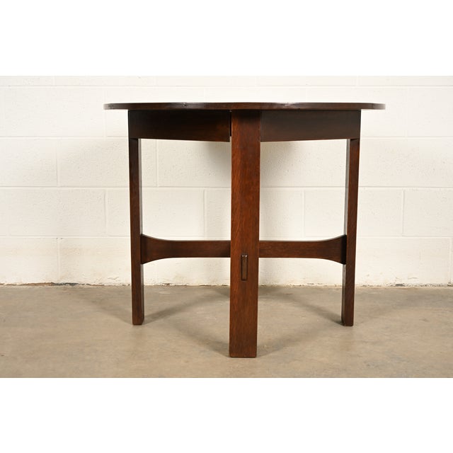 Brown Stickley Brothers Antique Mission Oak Arts & Crafts Center Table or Lamp Table, Circa 1910 For Sale - Image 8 of 10
