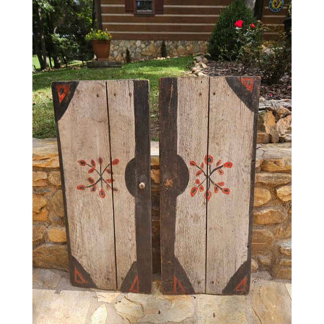This is a stunning pair of antique folk-art double cabinet doors, acquired many years ago by members of Clover’s Cottage...