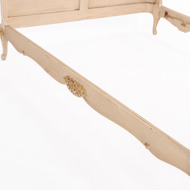 Cream A French Louis XV Style Painted Full Size Bed, C. 1930. For Sale - Image 8 of 9