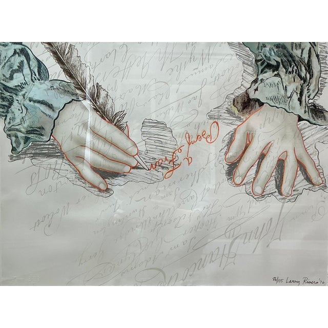 Larry Rivers (American, 1923-2002) lithograph titled Big B Signs Up. This work depicts Benjamin Franklin signing the...