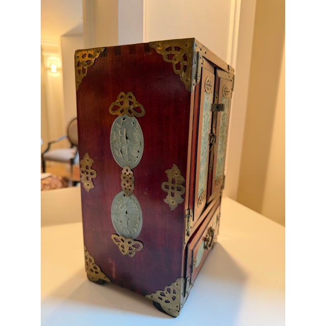 Mid 20th Century Chinese Rosewood and Carved Jade Jewelry Chest / Box For Sale - Image 11 of 15