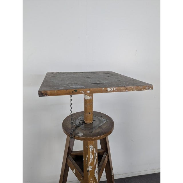 Mid-Century Oak Sculptor's Stand For Sale - Image 3 of 5