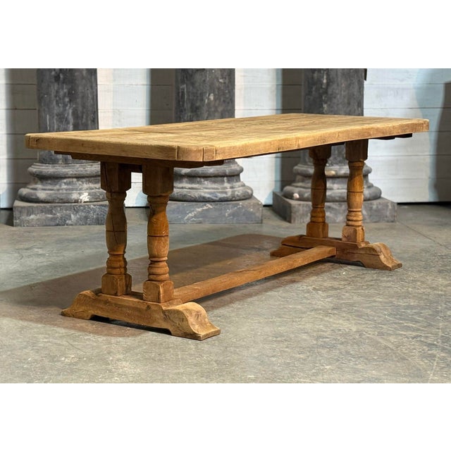Brown French Farmhouse Dining Table in Oak, 1920 For Sale - Image 8 of 18