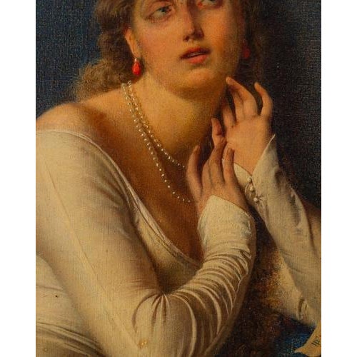 Textile F. Valaperta, Ghismunda and Guiscardo, Oil on Canvas For Sale - Image 7 of 11