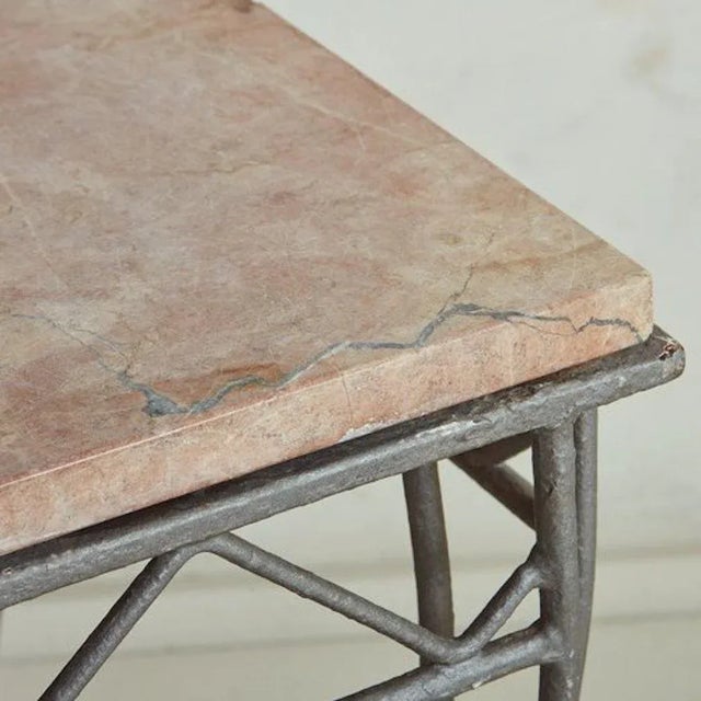 1960s Iron Console Table With Pink Marble Top, France 1960s For Sale - Image 5 of 12
