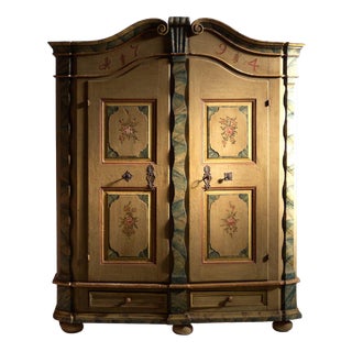 Baroque Wardrobe in Painted Pine, Central Europe, 1794 For Sale