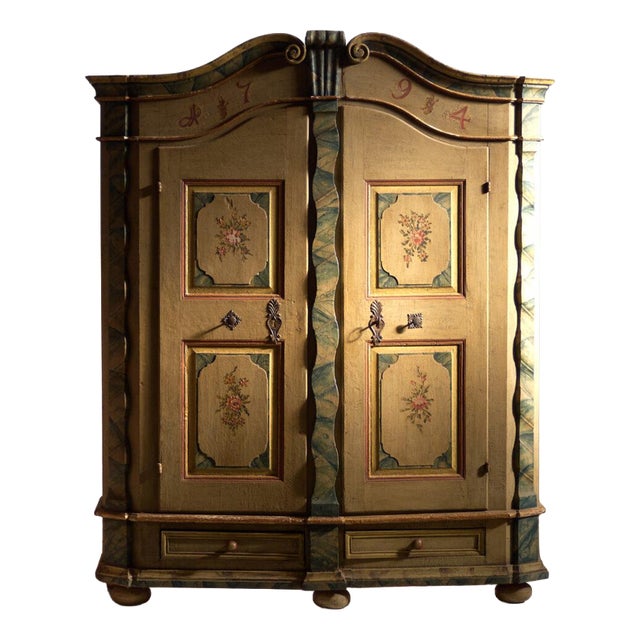 Baroque Wardrobe in Painted Pine, Central Europe, 1794 For Sale