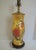 Mid 20th Century Mid 20th Century Reverse Decoupage Hurricane Glass Lamp Dahlia Flowers on Goldleaf For Sale - Image 5 of 7