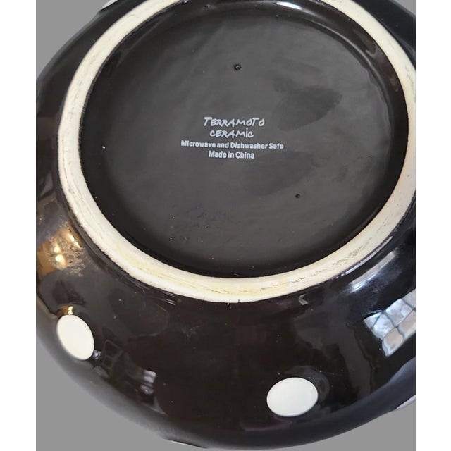 Late 20th Century Modern Terramoto Black & White Polka-Dot Ceramic Tea Pot For Sale - Image 6 of 6