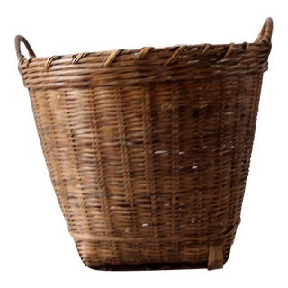 Vintage Woven Reed Basket For Sale