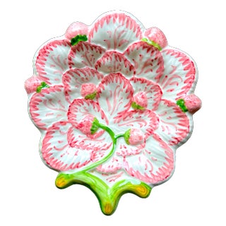 Vintage Neuwirth Cottage Strawberry Faience Plate Bowl For Sale