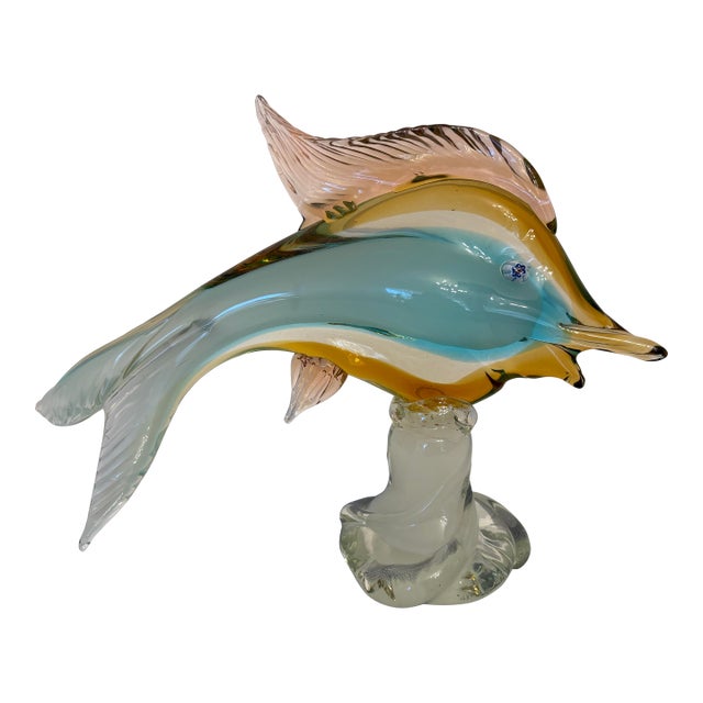 1960s Murano Aqua, Brown and Pink Blown Glass Sculpture For Sale