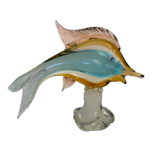 1960s Murano Aqua, Brown and Pink Blown Glass Sculpture