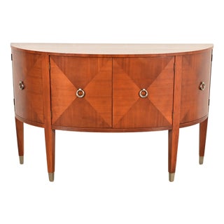 Ethan Allen French Regency Louis XVI Inlaid Cherry Wood Demilune Sideboard For Sale
