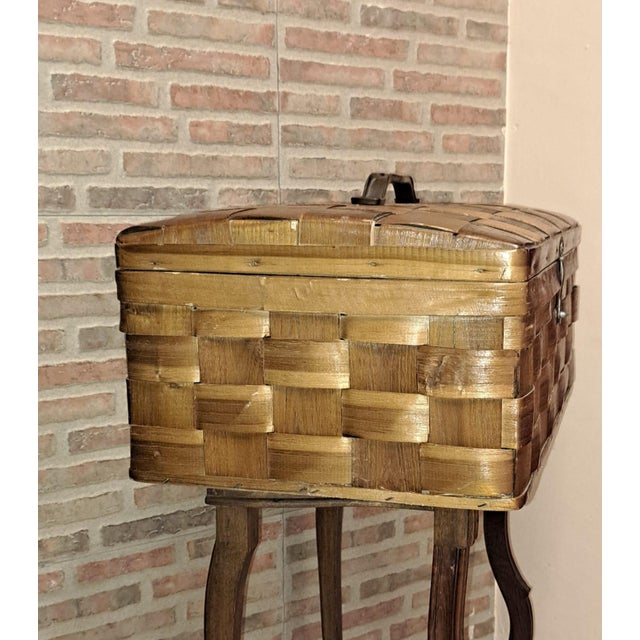 Vintage Woven Wooden Box, 1975 For Sale - Image 4 of 9