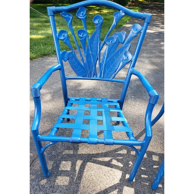 Late 20th Century Late 20th Century Cast Aluminum Lily Motif Chairs- Set of 4 For Sale - Image 5 of 12