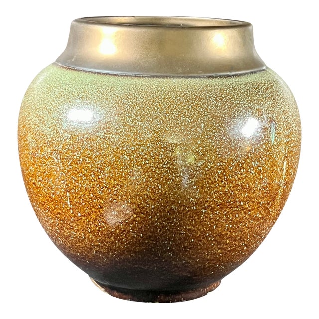 Vintage MCM Ceramic Art Vase With Speckled Glaze For Sale