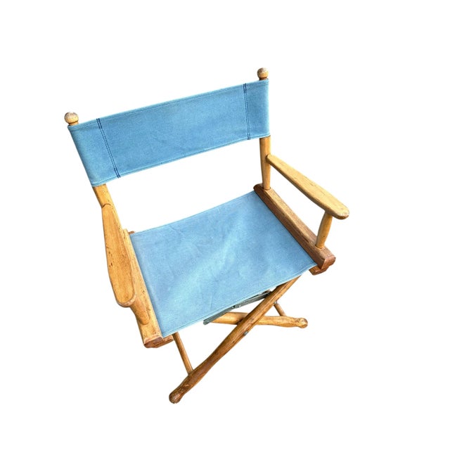 Gold Medal 1960s Maple Folding Directors Camp Chair - A Pair With Original and New Textiles For Sale - Image 4 of 12
