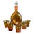 1970s Amber Hand Blown Glass Decanter With 5 Shot Glasses For Sale