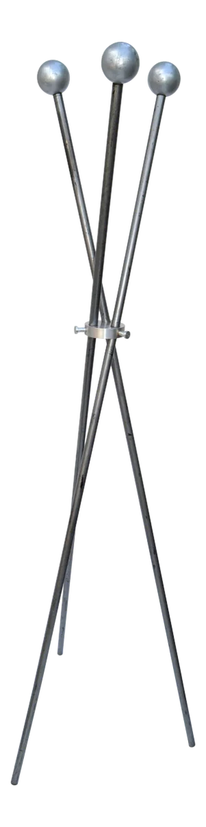 Silver Finish Tripod Coat Stand Hat Rack Space Age Mid-Century Modern 1970