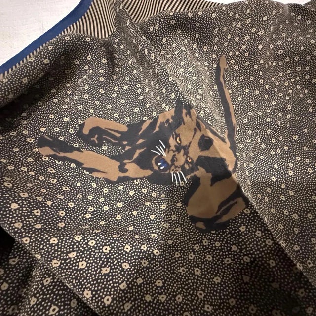 1980s Black Panter Silk Print Scarf by Krizia For Sale - Image 9 of 13