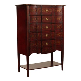 Sarreid Italian Style Paint Decorated Highboy Tall Chest of Drawers For Sale