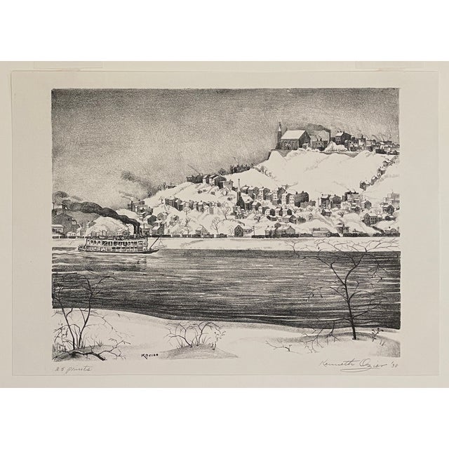 1938 Kenneth Ozier Ohio River Cincinnati Lithograph For Sale - Image 6 of 6