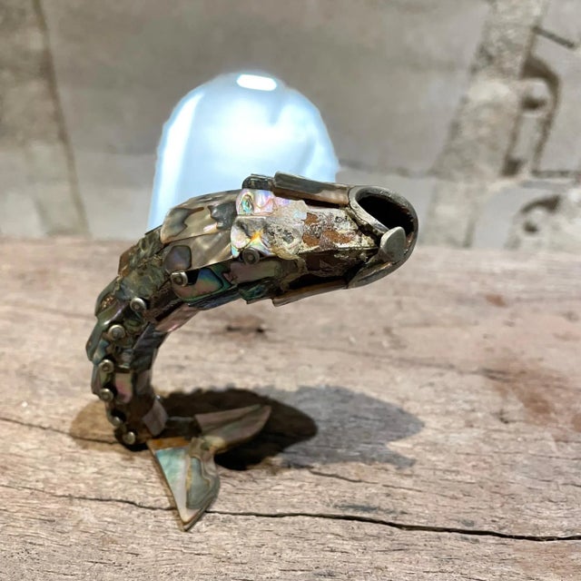 AMBIANIC presents: Mexican Modernist Sculptural Fish Bottle Opener in Abalone by Los Castillo. Hand Crafted in Abalone...