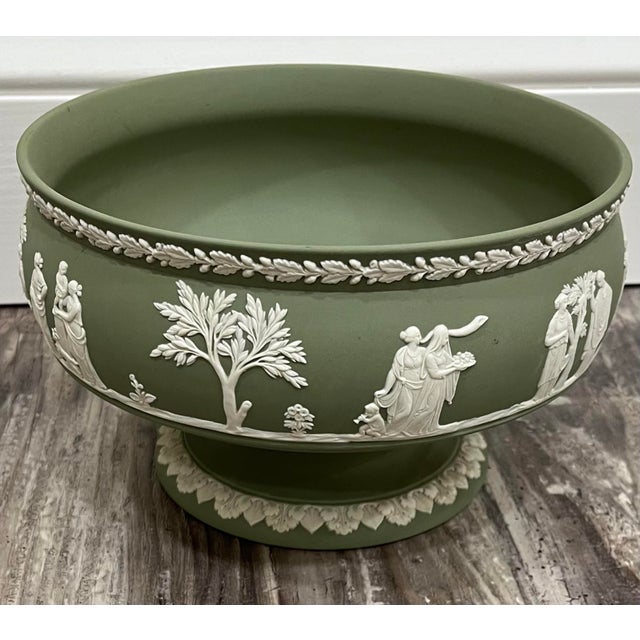Sage Green Wedgwood Jasperware Footed Bowl, Circa 1910 Chairish