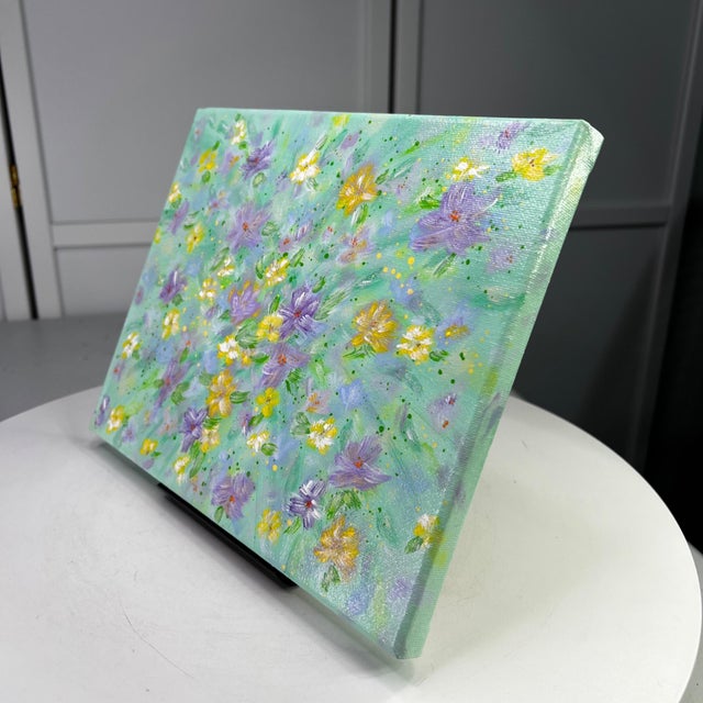 2020s Flowering 7 Floral Wall Art 8" X 10" Acrylic Painting on Stretched Canvas For Sale - Image 5 of 7