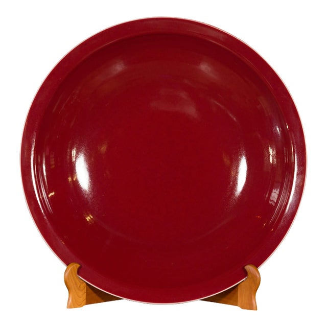 Chinese Vintage Large Porcelain Platter with Oxblood Color For Sale