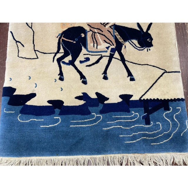 Antique Art Deco/Peking Rug 2'7" X 5', Pictorial Design, C-1940's #17409 For Sale - Image 9 of 10