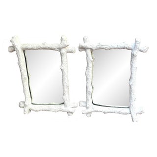 Vintage French Plaster Faux Bois Mirror/ 2 Available For Sale