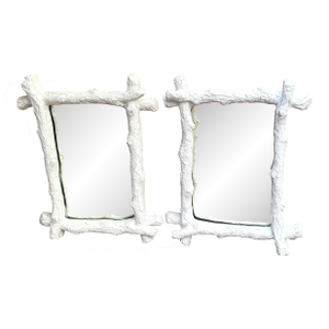 Vintage French Plaster Faux Bois Mirror/ 2 Available