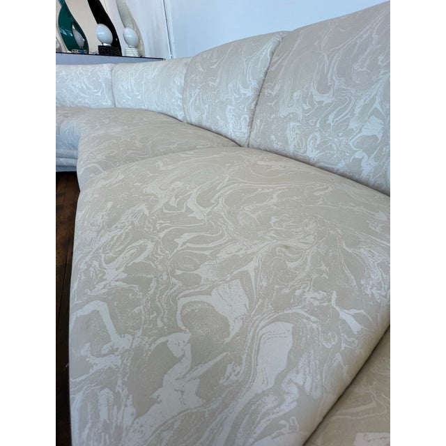 Textile 1980 Curvy Swirl Pattern White Sofa For Sale - Image 7 of 7