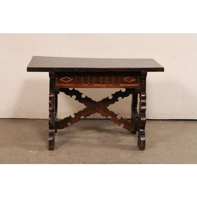 18th C. Spanish Carved Trestle-Leg Table For Sale - Image 10 of 12
