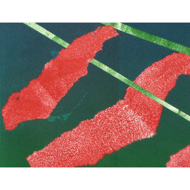 1990s Red and Green Modern Abstract Lithograph by Patricia A. Pearce For Sale - Image 5 of 6