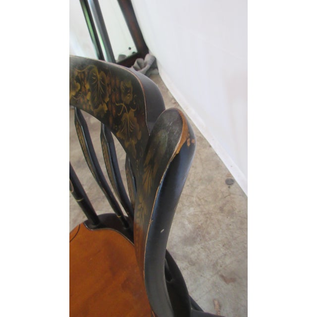 1980s 1980s Hitchcock Black Signed Farmhouse Chair For Sale - Image 5 of 6