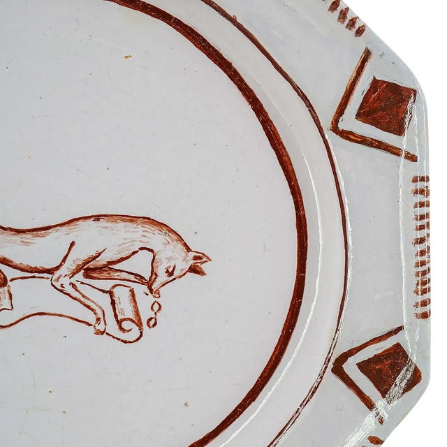 Ceramic Émile Gallé French Faience Whimsical Animal Plate, Late 19th C For Sale - Image 7 of 15