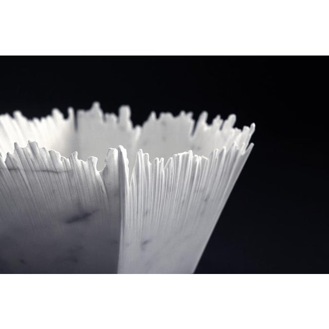 Drap B Hexagonal Decorative Bowl in White Carrara Marble by Bufalini Marmi For Sale - Image 10 of 18
