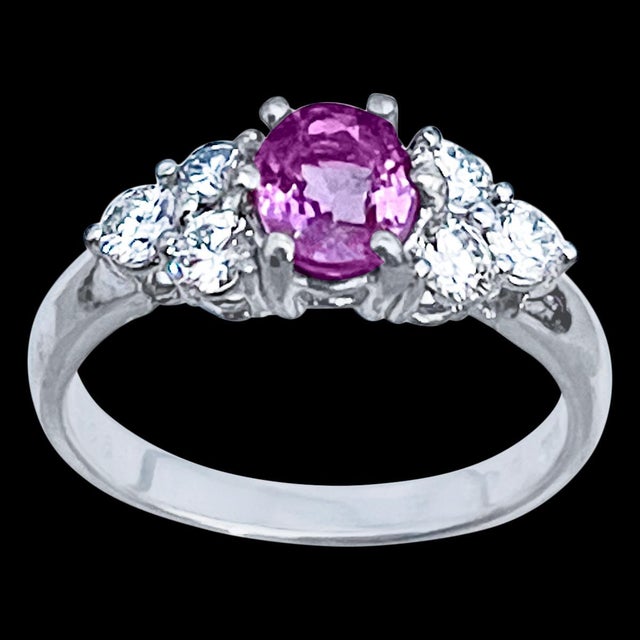 0.75 Ct Natural Pink Sapphire & 0.50 Ct Diamond Ring in 18 Karat White Gold For Sale - Image 18 of 18
