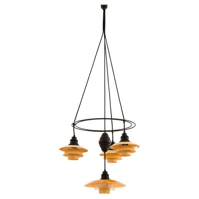 Ringkrone Ceiling Lamp in Bakelite, Brass, and Glass from Poul Henningsen, 1930s For Sale - Image 9 of 9
