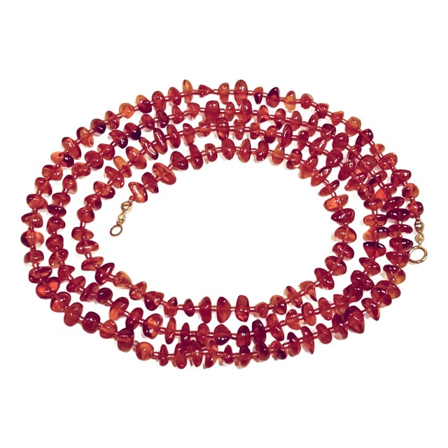 Versatile Handcrafted Baltic Amber Necklace With 14k Gold Clasp For Sale