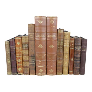 Scandinavian Leather-Bound Books - Set of 12 For Sale